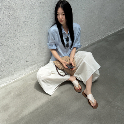 BEFORE SUNSET 日落/周末-夏上新麻感折袖中袖衬衫GW26X-L2773Y#