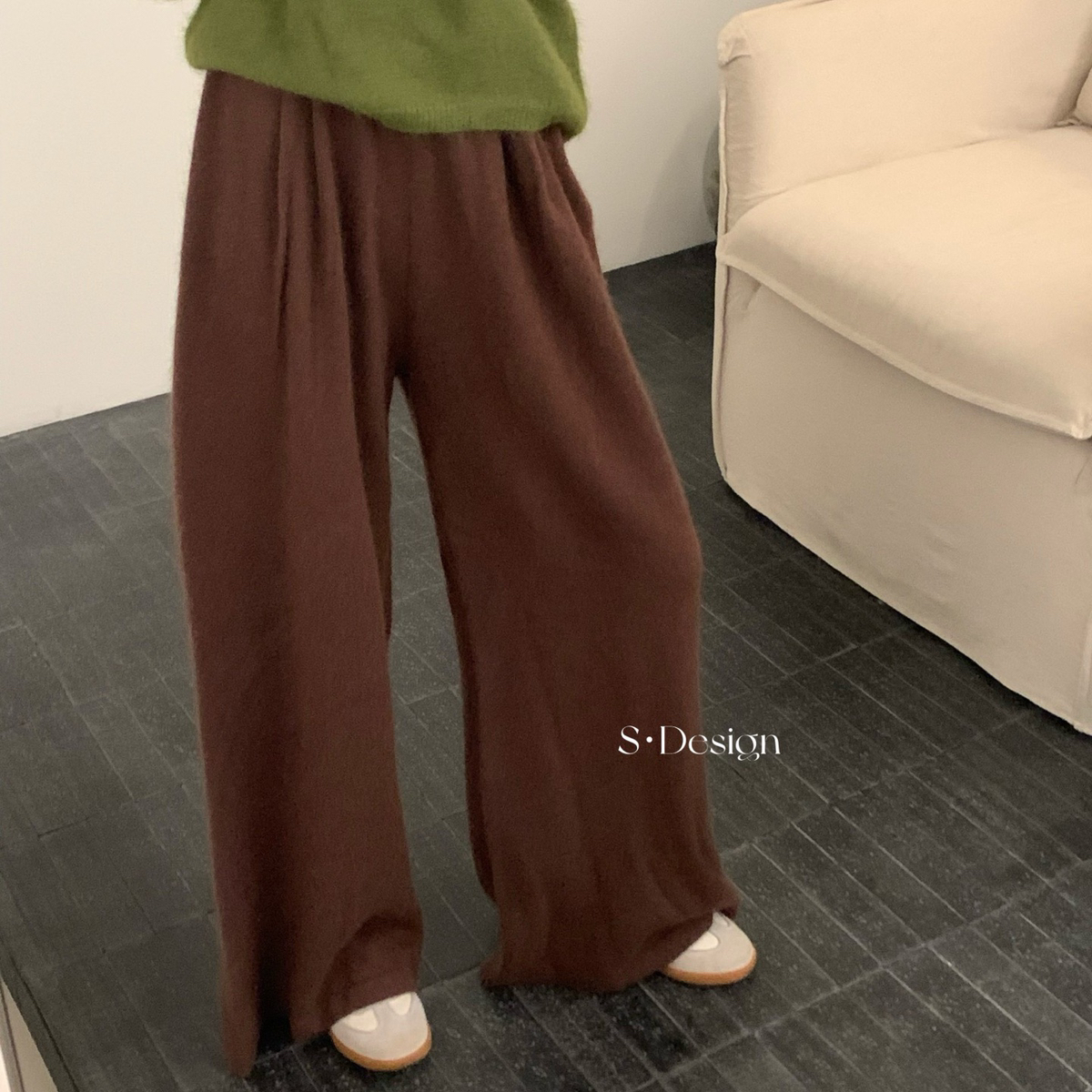 S·DESIGN设计感-搭高配蜜熊绒直筒休闲裤(含10.4绵羊毛)SD08225-