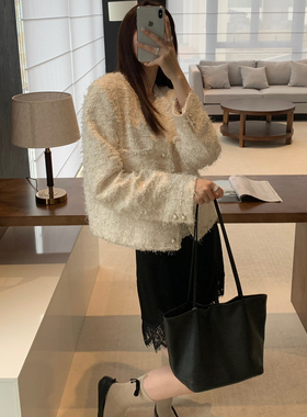 LAS CELULA-小香风毛呢V领短外套H22921