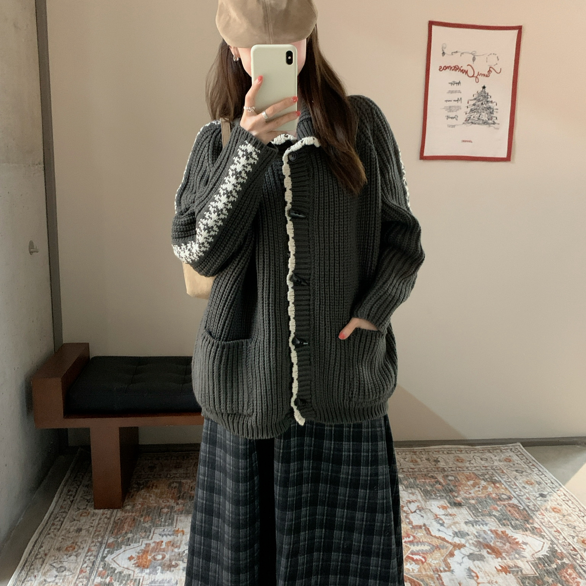 Already Full-宽松加厚毛衣拼色系慵懒休闲舒适亲肤毛衣CZXM9548