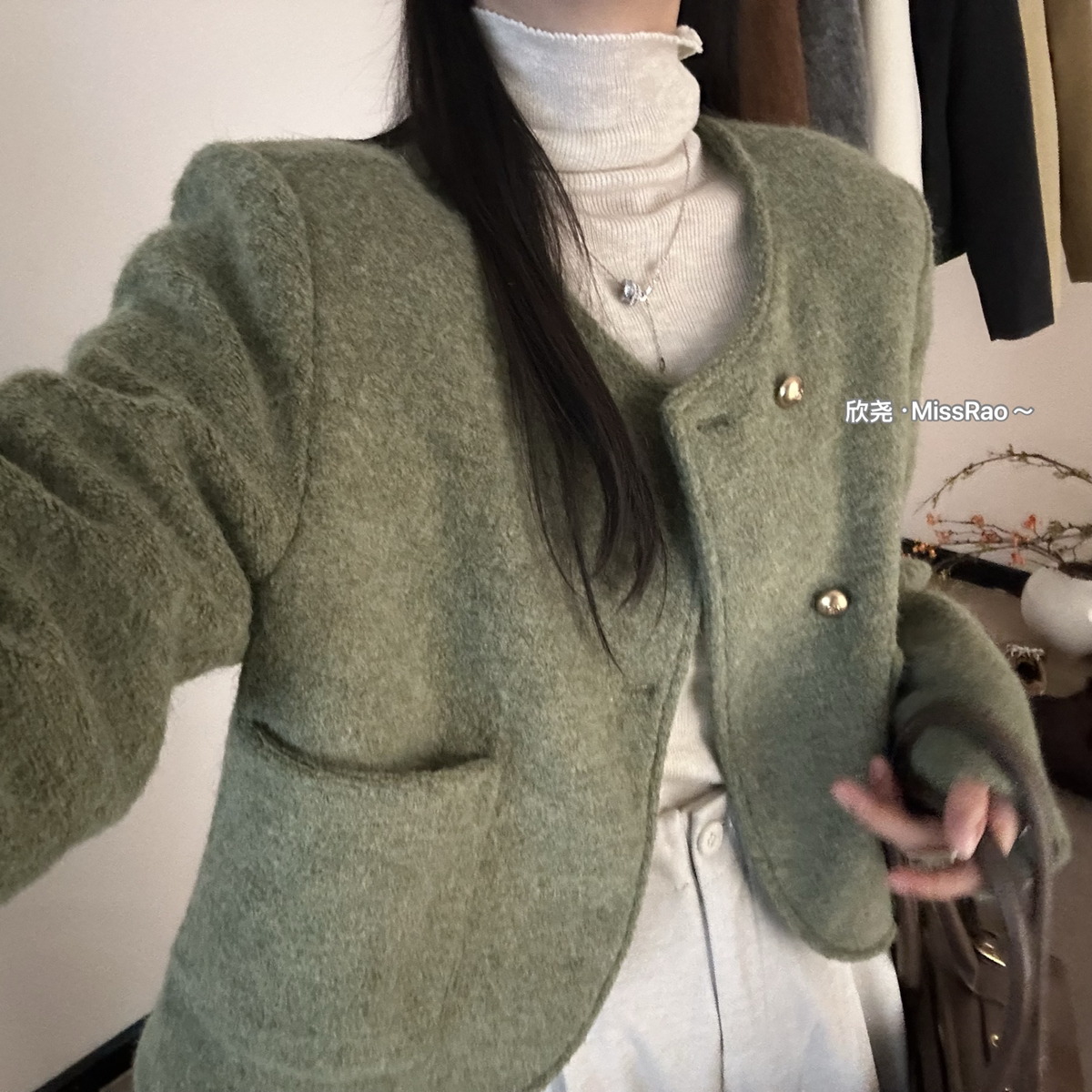 Miss Rao欣尧AOT-冬上新极简风羊毛高品质香风短外套60350