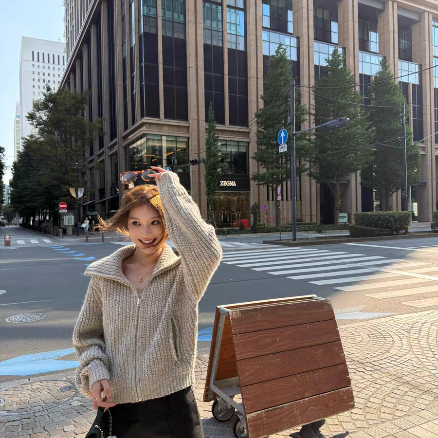 Wan.S万小姐家-定染混纺女秋冬高领翻领毛衣上衣保暖毛衣YS1-5512