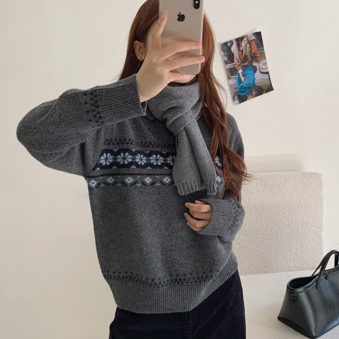 枝里YUNZHILI-头时尚软糯别致衫针织衫（含100绵羊毛）6182087-1