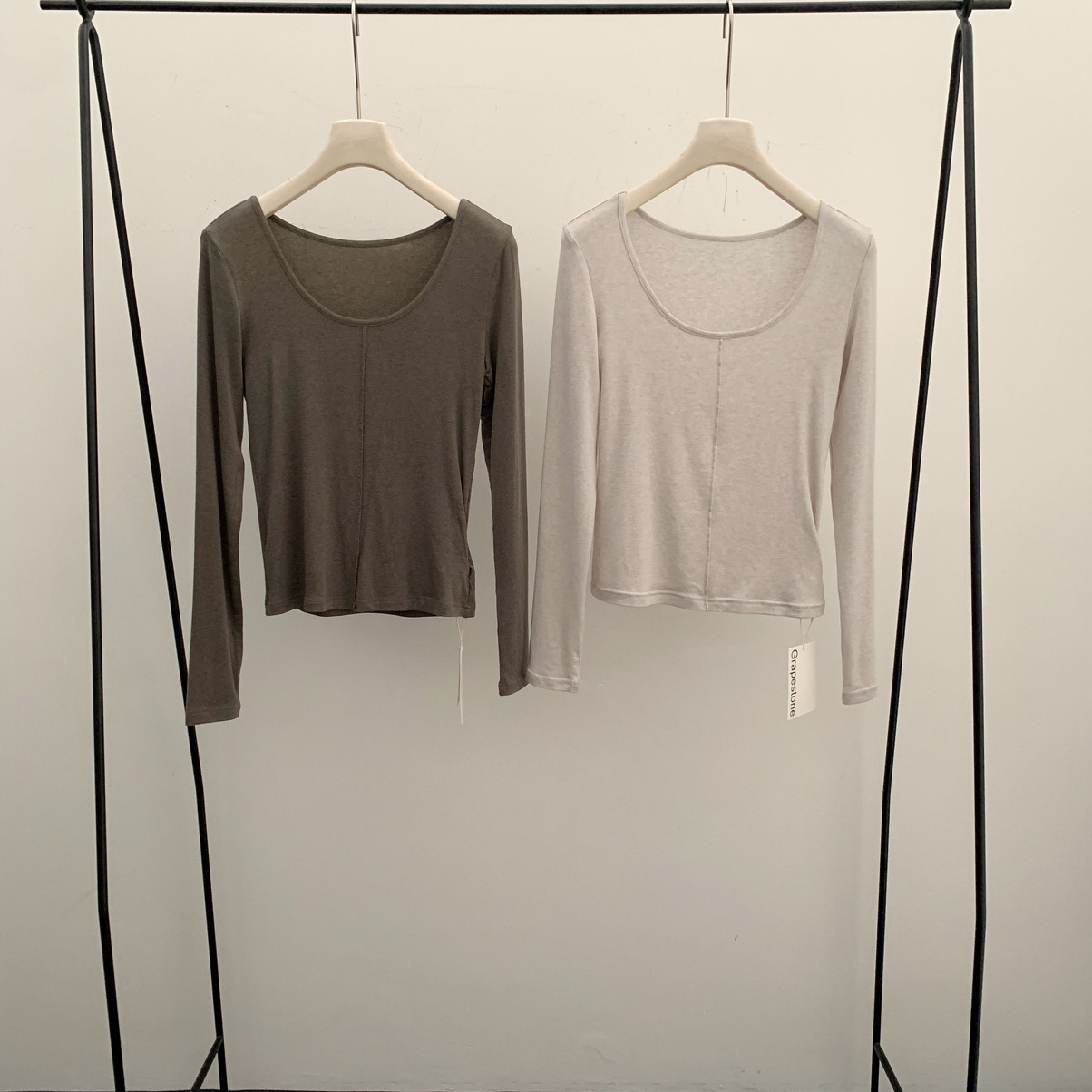 grapestone 葡萄籽-显瘦软糯弹力内搭T恤上衣小衫(含17羊毛)31281