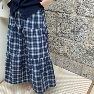 A字抽绳格纹洋气显瘦半身裙Q25828a 26年春款 HERE BELLA