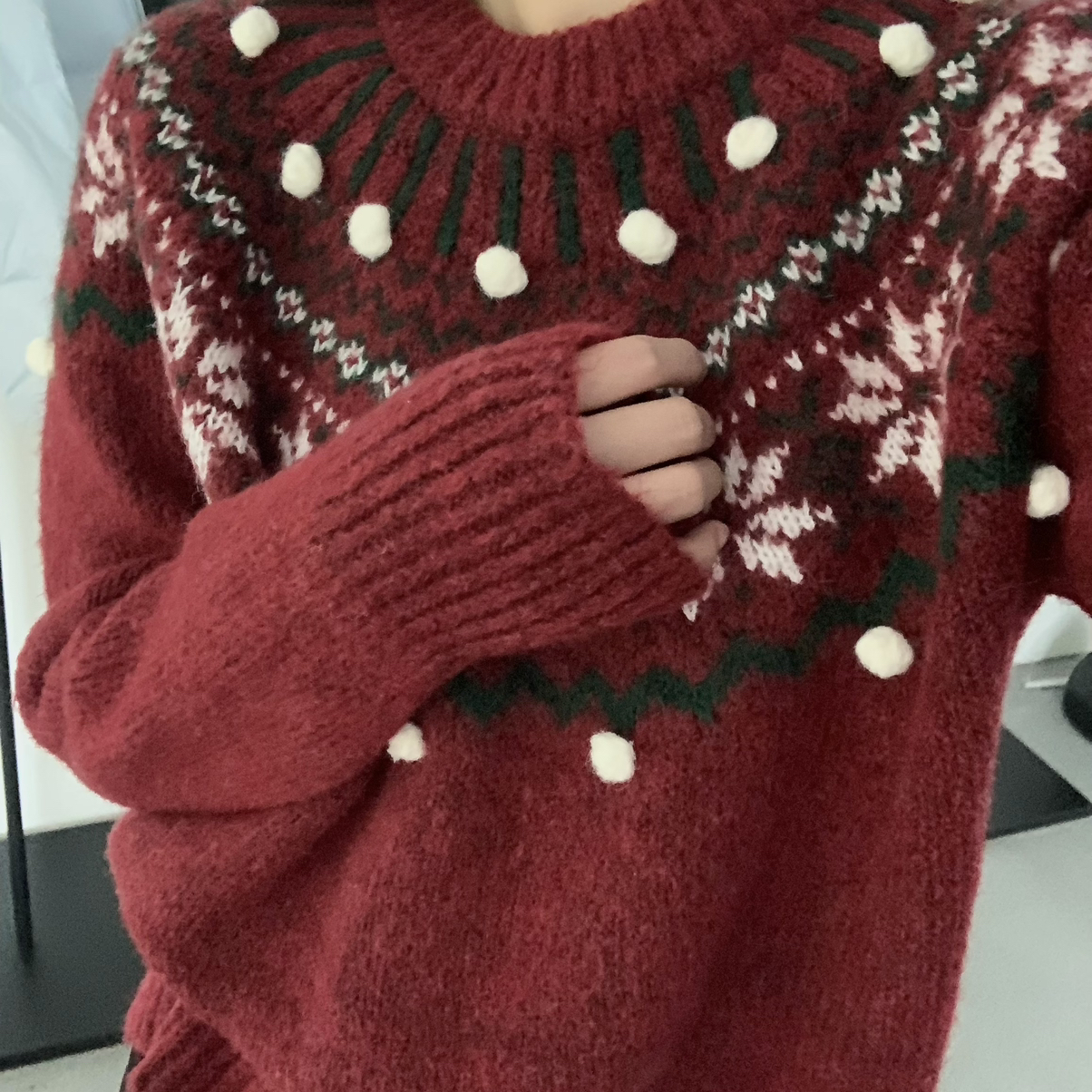 ZEPE/AT SEASON-费尔岛复古提花圣诞系列氛围感圆领保暖毛衣3563