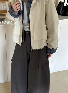 Miss Rao欣尧AOT-舒适爆款格子拼接假两件设计款夹克短外套62053