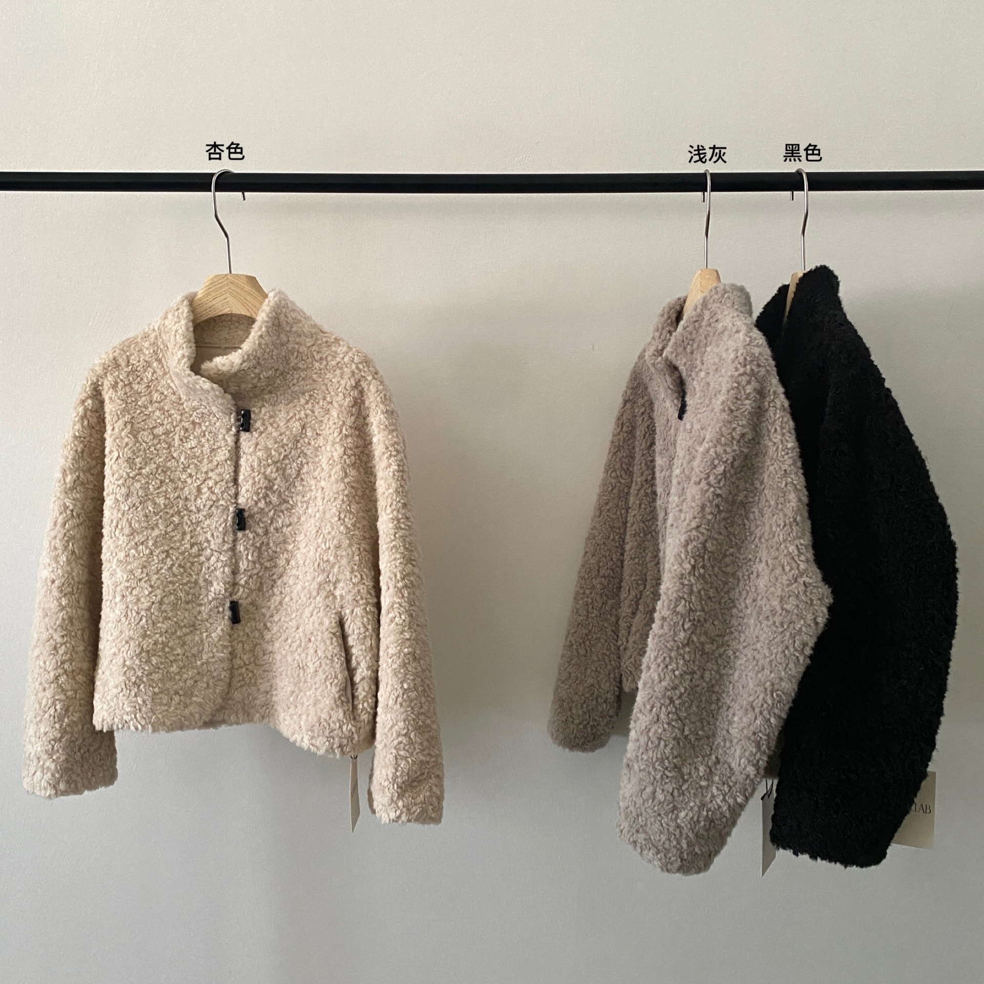 WEARELAB-WEAREAB冬上新简韩立领保暖毛毛短外套A2538