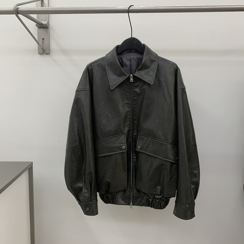 Hand made-26年秋上新韩系简约高级感复古宽松皮衣外套皮衣9930