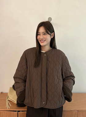 F.THREE三姐妹-上新韩系老钱风通勤两面穿加厚保暖棉服外套96060a