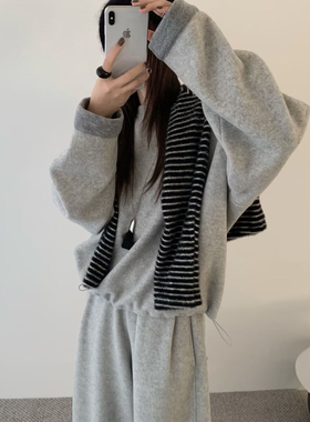 买手严选-泡菜馆-简约慵懒风圆领宽松卫衣20397