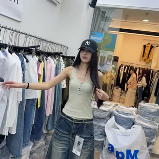 6089a 牛仔裤 颜甄 26年夏上新水洗复古牛仔阔腿裤