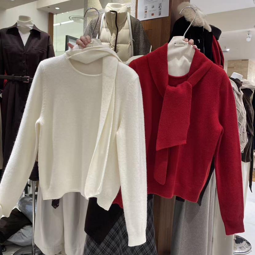 KUOSE 阔瑟-冬上新拼接系带宽松休闲保暖毛衣209159