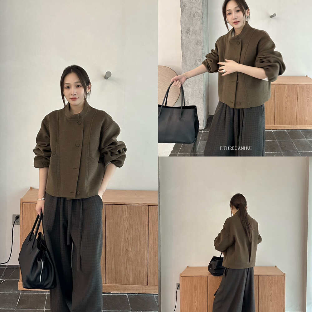 F.THREE三姐妹-上新老钱风穿搭休闲口袋通勤百搭夹棉短外套91006