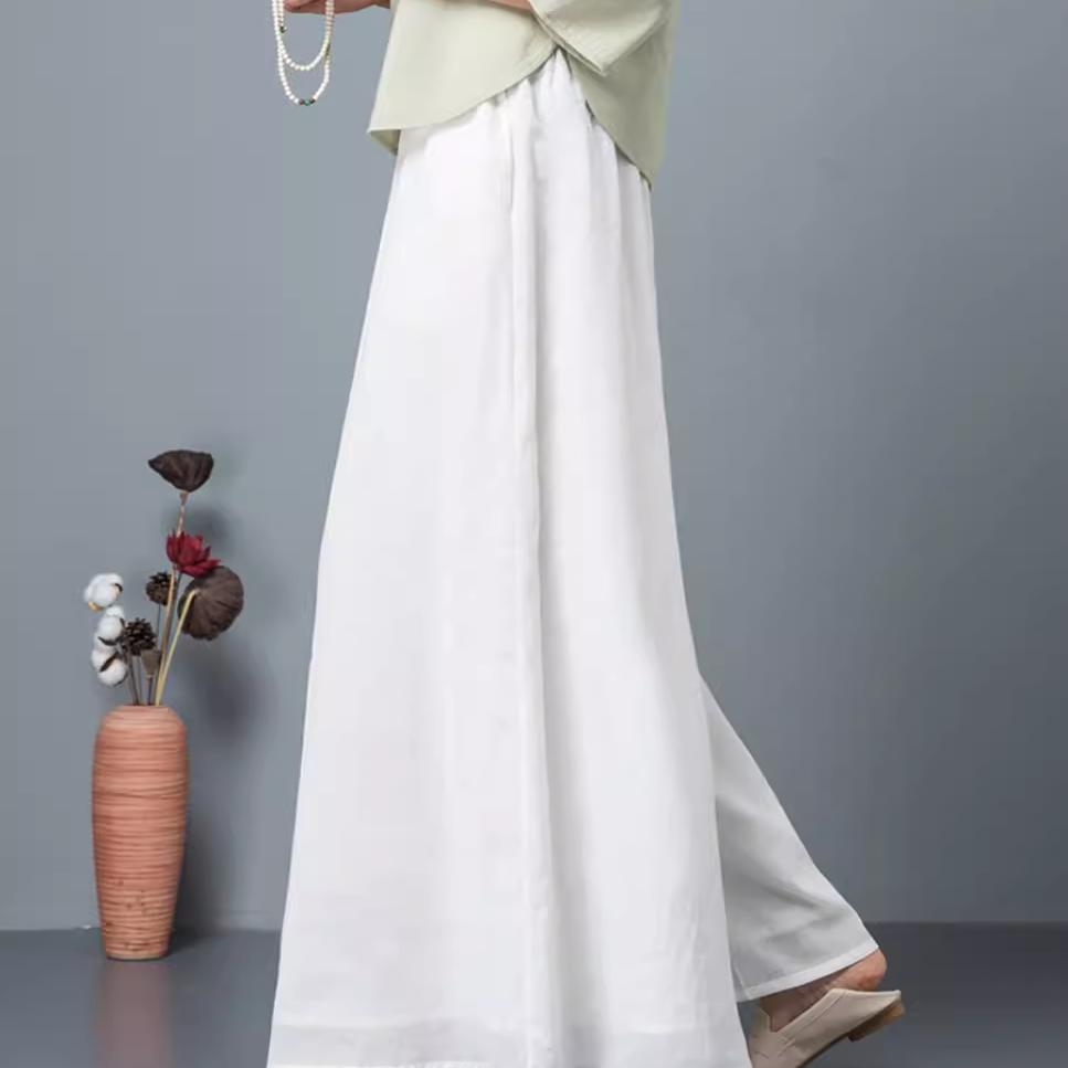 加长版白色飘逸垂感雪纺阔腿裤大摆显瘦韩版休闲高腰古典舞蹈长裤