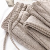 女竖纹垂感休闲阔腿裤 糯叽叽太好穿了 燕麦色高腰显瘦直筒糯米裤