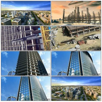 三维模拟建筑工地生长施工动画城市房地产公司宣传片实拍视频素材