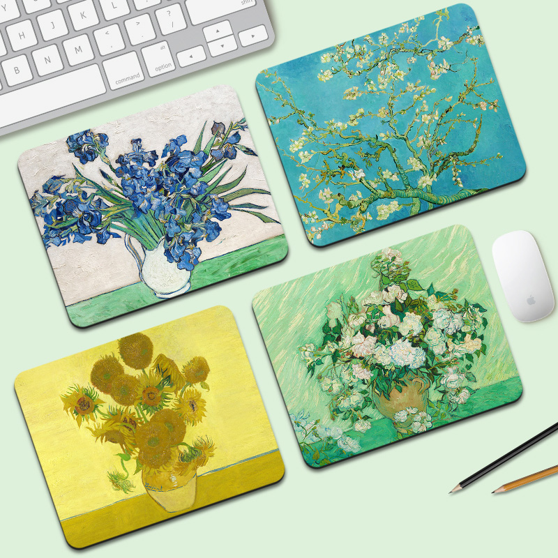 梵高油画鼠标垫家用办公桌面垫小号加厚护腕垫游戏电竞键盘垫定制