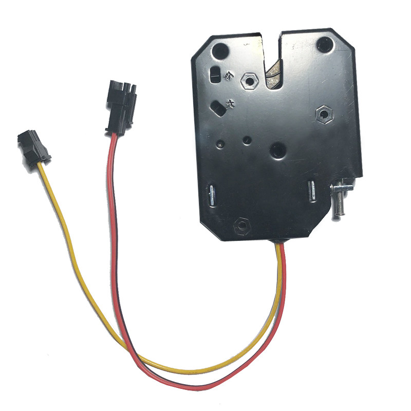 电控柜锁黑色自动开关检测快递门锁25V小型电控锁