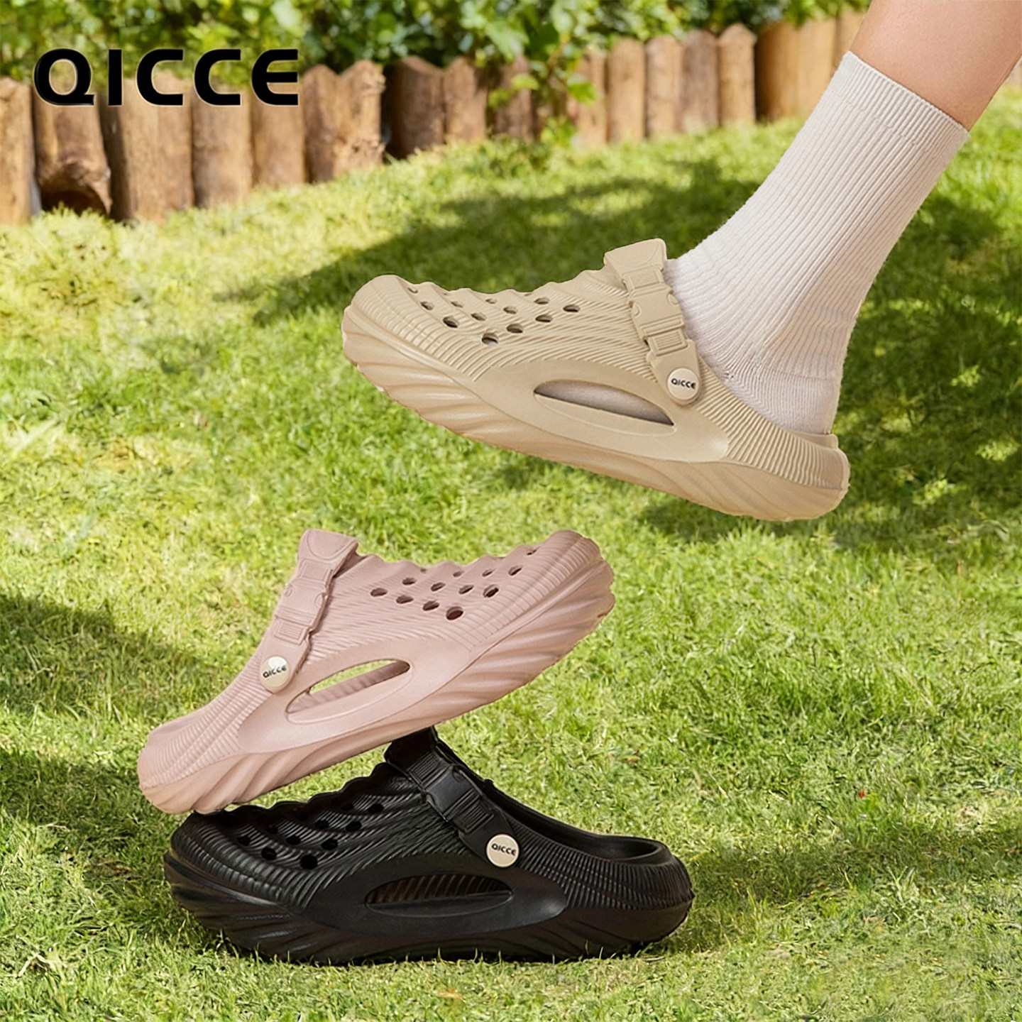 轻臣朔风运动洞洞鞋男女情侣款轻便EVA凉拖鞋夏季防滑沙滩半拖鞋