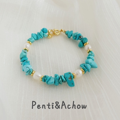 原创设计小众设计天然绿松石手链