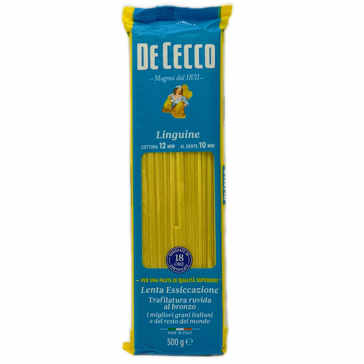 意大利原装进口得科意大利面#7扁身型低脂健身主食西餐意面500g