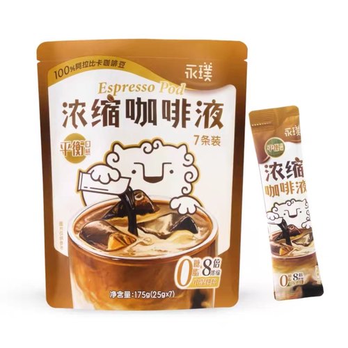 永璞浓缩咖啡液175g(7条装）平衡口感0脂肪8倍浓缩中深烘冷热即溶