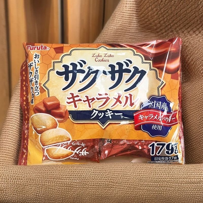 日本进口富璐达焦糖味脆香曲奇饼干179g（17枚）年货零食临期特价