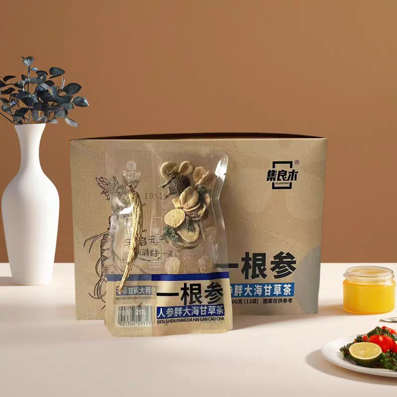 集良木一根参人参胖大海甘草茶12袋/盒罗汉果薄荷元气养生代用茶
