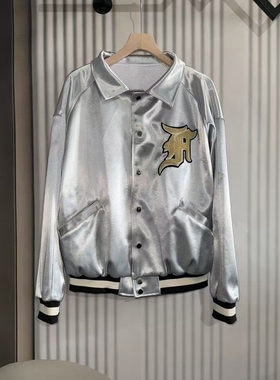 明亮叔出品第五季5th银色勋章夹克春秋季高街刺绣棒球服外套男