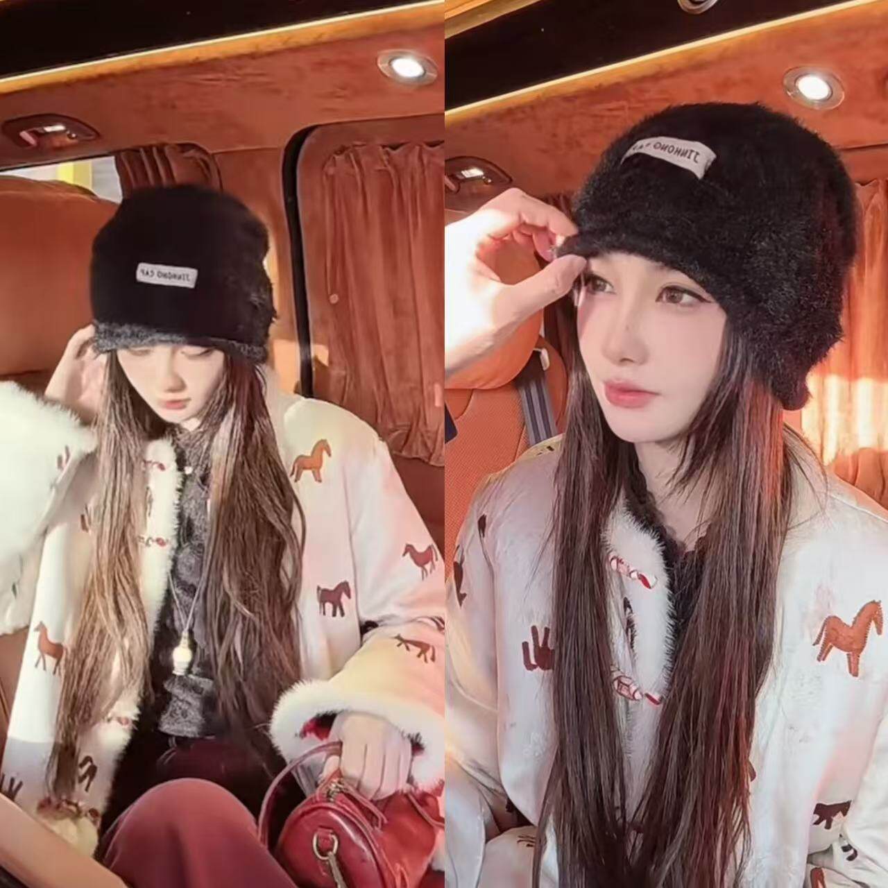 【粉红粉丝专享】双面穿中式夹棉提花水貂毛拼接棉服外套WT3320