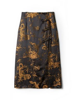 【粉红粉丝专享】龙年大吉龙竹提花元素半裙 BQ223153