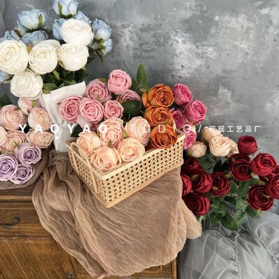 仿真把束7头皇妃玫瑰 手捧花束假花欧式婚庆摆放花卉 花艺摆件