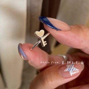 星期五见面｜原创设计 爱心钥匙小尾戒 韩风少女百搭通勤纯银戒指