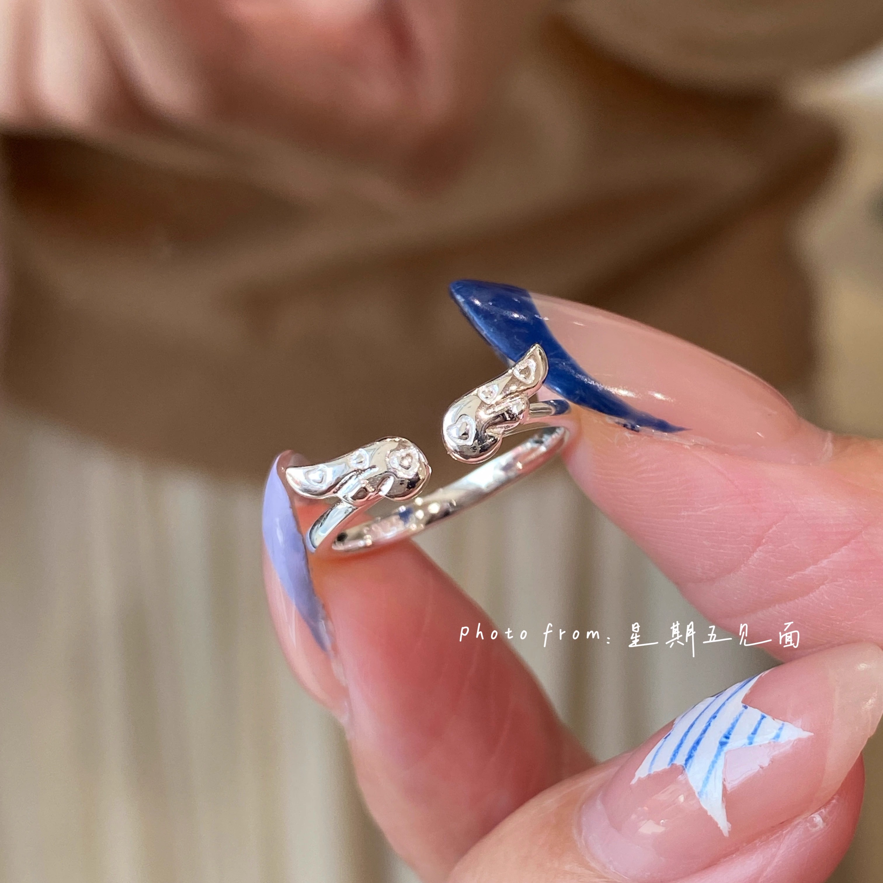 原创设计小天使翅膀纯银尾戒