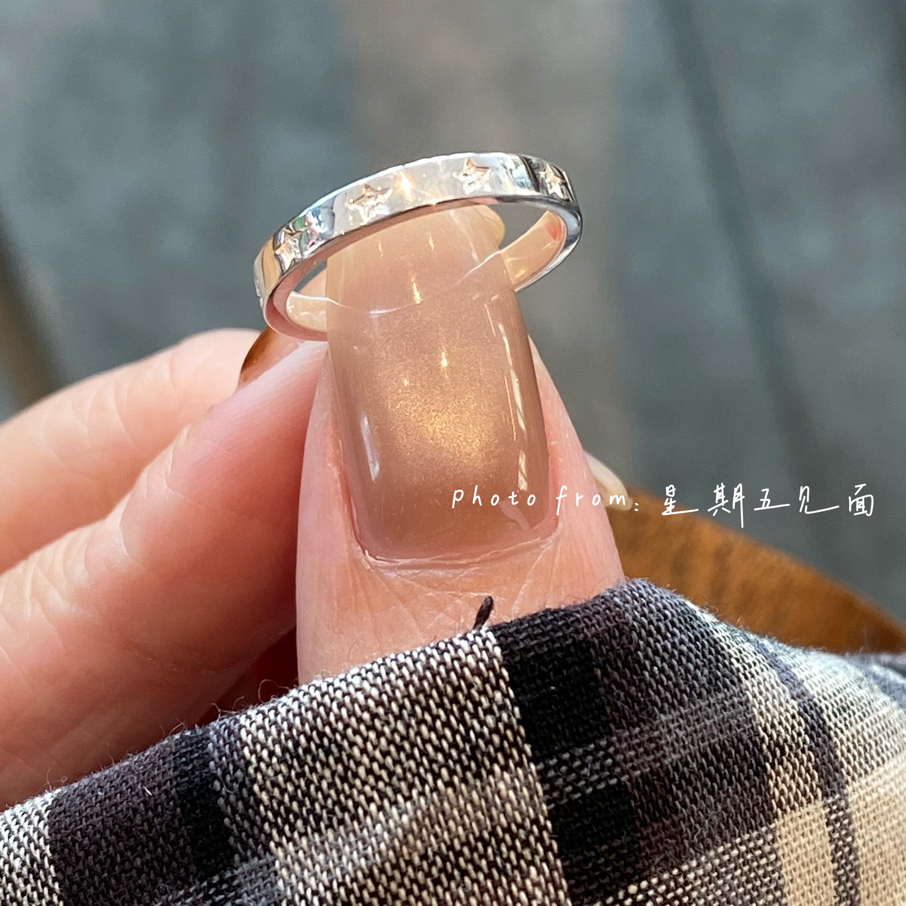 原创设计极简满圈星星纯银尾戒