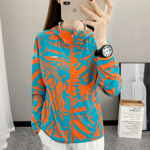 冰丝防晒衣女夏季 透气凉感弹力印花防晒服户外运动登山0325e 新款