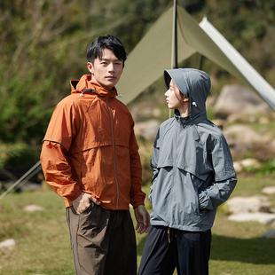 山系中性原纱防晒衣情侣款 防晒服凉感透气路0325e 户外可拆卸短袖