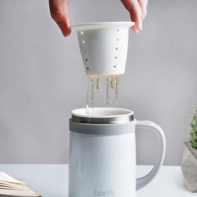 骨瓷内胆保温杯办公男陶瓷泡茶杯商务女不锈钢水杯养生杯送礼佳品