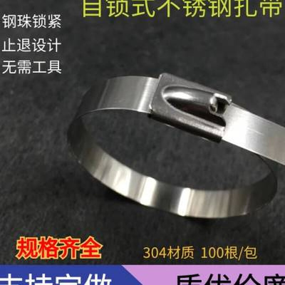 304不b锈钢扎带16400自锁式白钢绑带金属扎丝卡扣抱箍可调节扎带