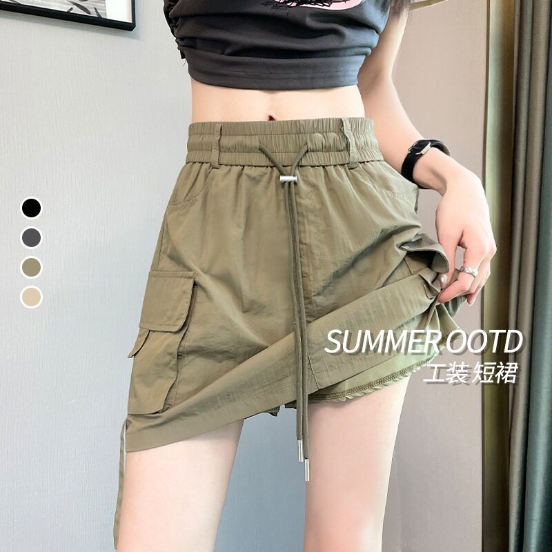 夏季速干高腰A字工装短裙女图片