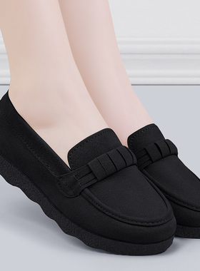 老北京布鞋女官方旗舰店新款正品工作鞋软底正牌不累脚黑色豆豆鞋