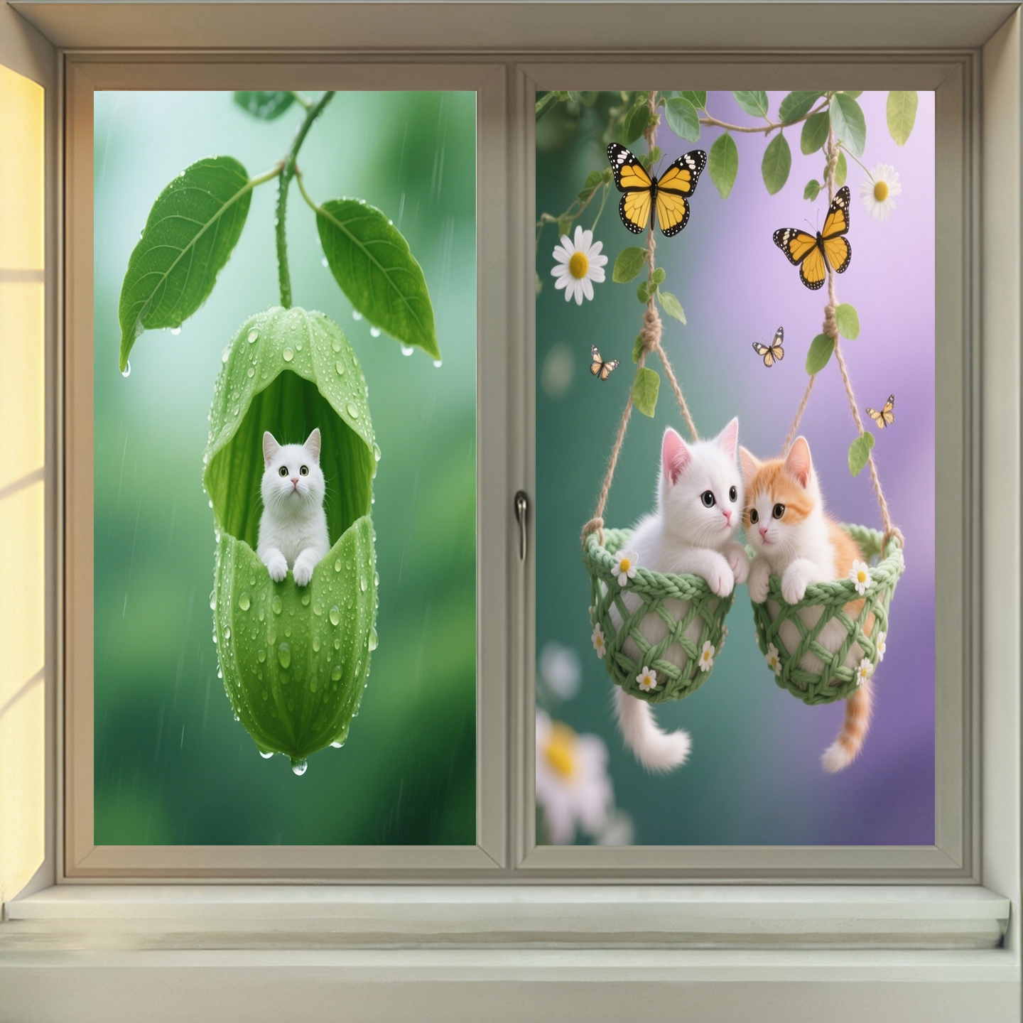 新款猫狗玻璃贴纸防偷窥透光