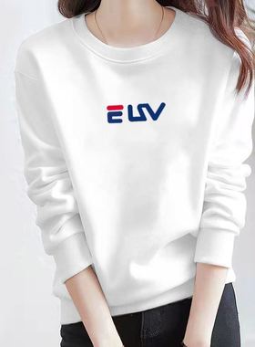 品牌折扣纯棉卫衣2026春秋新款女士宽松休闲运动圆领加绒长袖外套