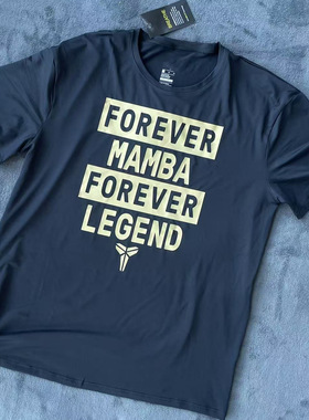洛杉矶湖人队科比FOREVER MAMBA纪念版纯棉美式黑色休闲T恤短袖男