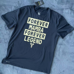 洛杉矶湖人队科比FOREVER MAMBA纪念版纯棉美式黑色休闲T恤短袖男