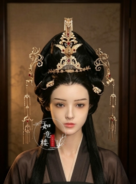 保色铜配朱雀凤鸾原创百搭形制唐制明制魏晋汉服古装头饰发簪发冠