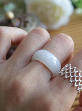 天然和田玉 16.5码 17.7x9.5mm俄白圆戒 货号NY8321 价格780