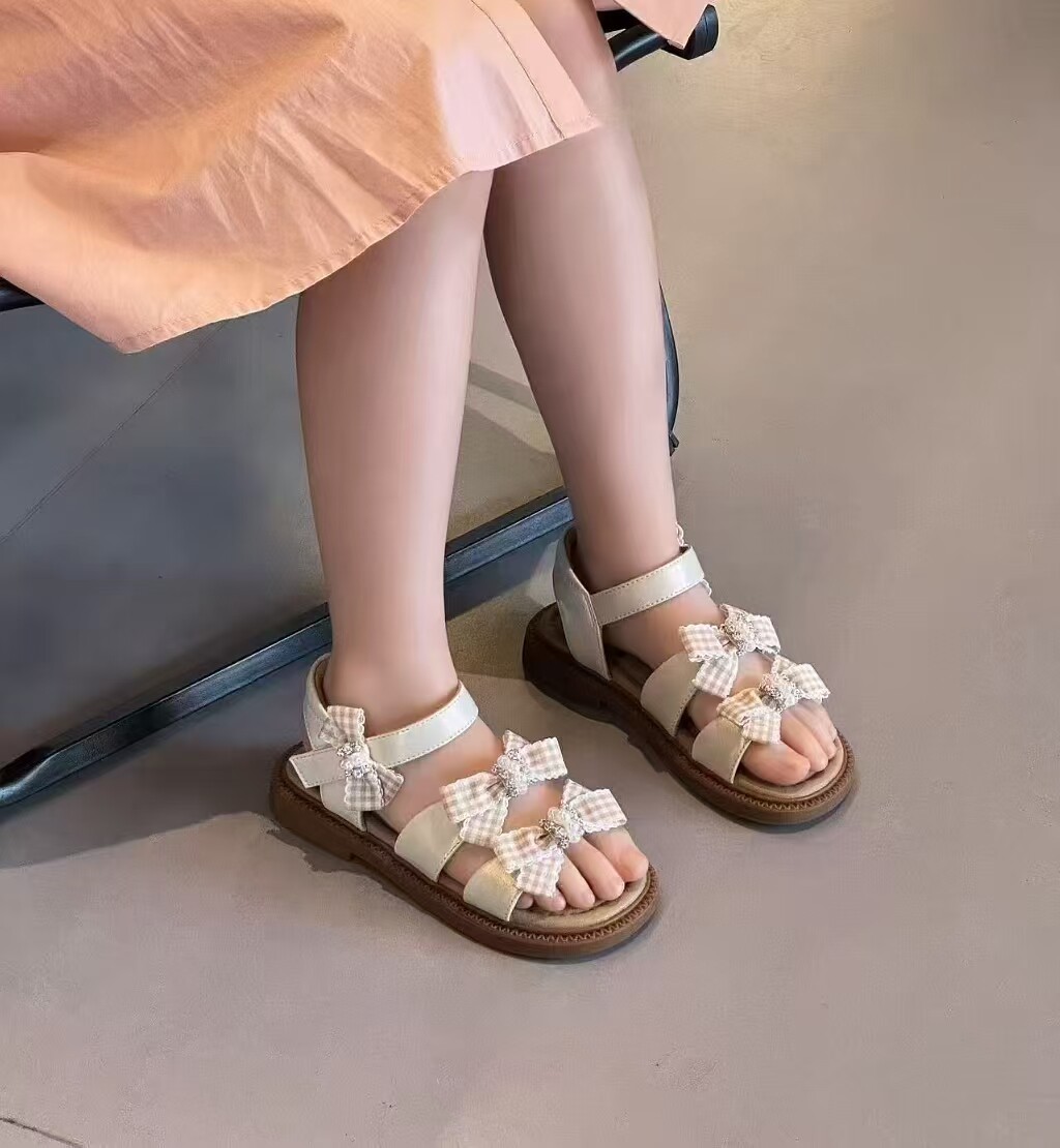夏季新款女童手工露趾凉鞋公主鞋
