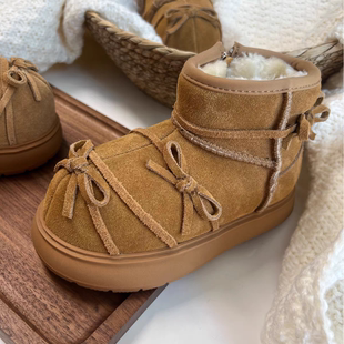 撤柜好货 真皮加厚女童雪地靴卡皮巴拉侧拉链儿童大棉棉鞋